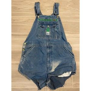 Vintage Liberty Overalls Men 36x32 Short Blue Denim Bibs Workwear Rodeo Rancher